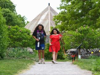 Image of students walking at the arboretum