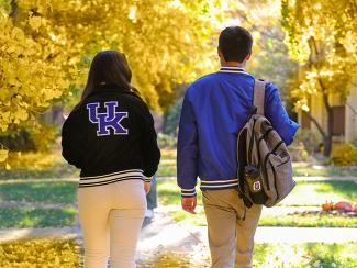 Students Walking on Campus in Fall