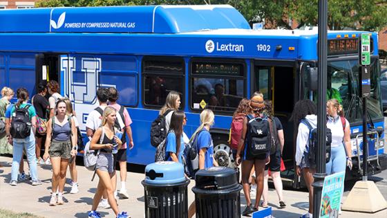 photo of students commuting around campus