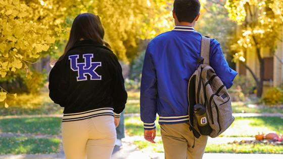 Students Walking on Campus in Fall